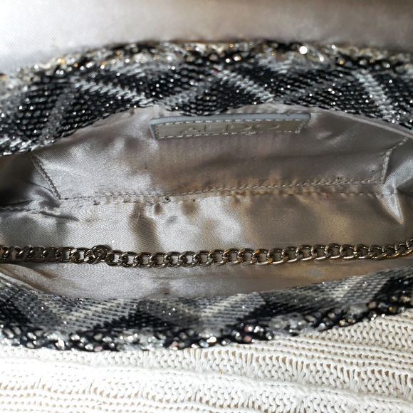 Aldo Metallic Silver Zig Zag Clutch Shoulder Bag Evening Bag - Picture 4 of 5
